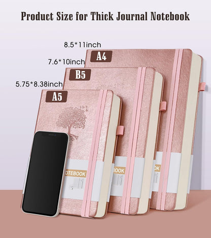 Lined Journal Notebook -365 Pages A5 Thick Journals for Writing Ruled Notebook, Hardcover Leather Journal for Women Men Daily Journal Notebook for Work, Note Taking, 100Gsm Lined Paper( 5.75'' X 8.38'' Green)