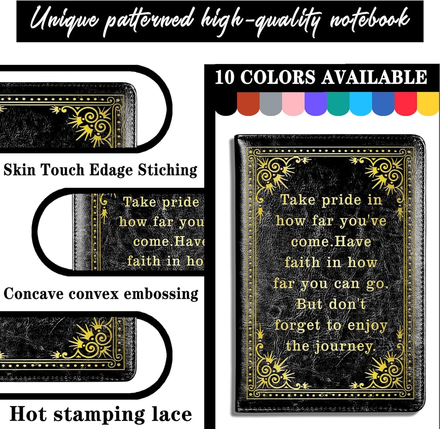 Inspirational Gift Appreciate Lined Journal Notebook Graduation Gift Take Pride In How Far You've Come Writing Notebook Encouragement Gift,1 Pack (Yellow),(Take pride-Yellow)