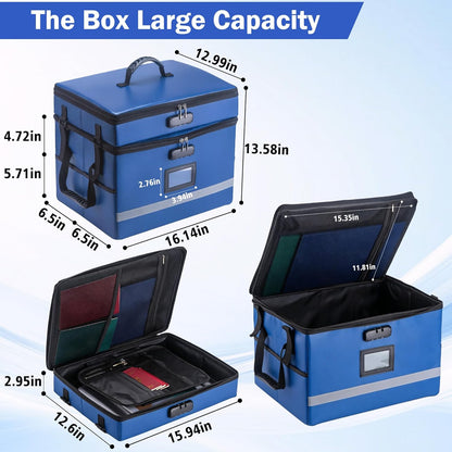 EXLIFBAG File Organizer, Fireproof File Box with Lids, Important Document Organizer Box with Lock, Portable File Folder Organizer with Handle