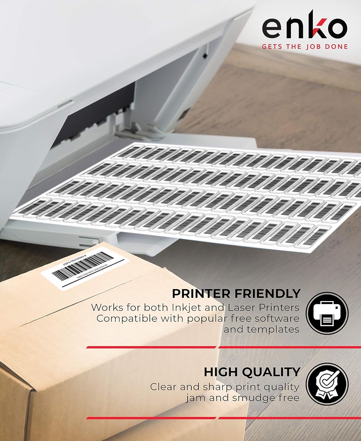 enKo 1 x 2-5/8 Inch 30 Up Return Mailing Address Labels White Printable FBA Labels (100 Sheets, 3000 Labels)