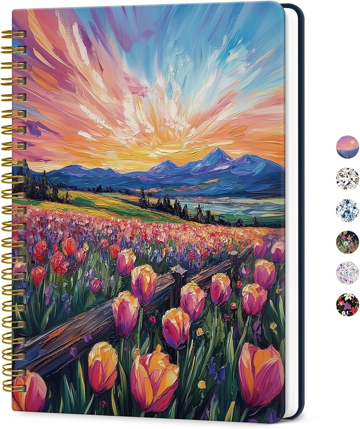 ZOTIA Lined Spiral Journal for Women, A5 Pretty Hardcover Notebook for Work, School & Office Writing, Aesthetic Writing Journal College Ruled, 140 Pages, 5.8" x 8.3", Twilight Bloom