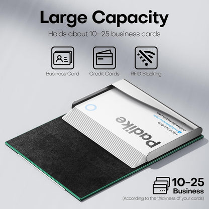 Padike Business Card Holder/ Case Professional PU Leather & Stainless Steel Multi Wallet Credit Card ID Case/Holder for Men & Women. (Black)