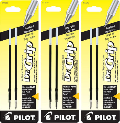 Pilot Better/EasyTouch/Dr Grip Retractable Ballpoint Pen Refills, 0.7mm, Fine Point, Black Ink, Pack of 3 - Check Compatibility