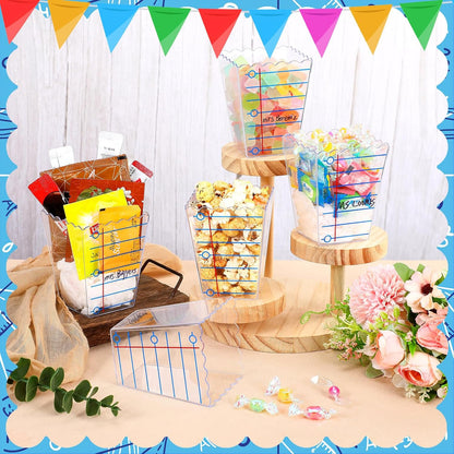 Mimorou 6 Pcs Teacher Gift Box Teacher Appreciation Gift Container Thank You Pencil Notebook Composition Book Crayon Candy Popcorn Holders for End of Year Graduation Party (Notebook)