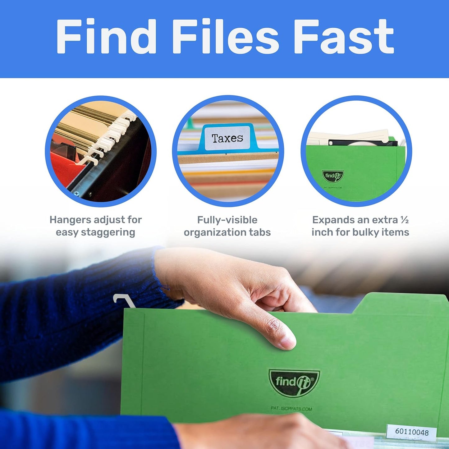 Find It Hanging File Folders for Filing Cabinet Storage - Pack of 9, Letter-Sized File Folder Set for Documents and Valuables - Filing Products for Organization, Back to School Supplies, Green