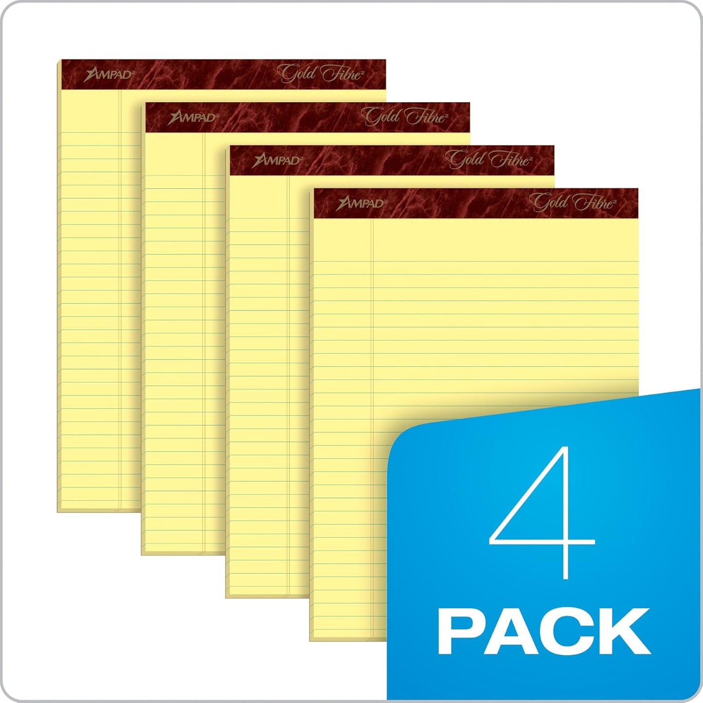 Esselte Corporation Perforated Pads,Legal,50 Sheets,8 1/2" x 11 3/4" ,4/Pack,Canary