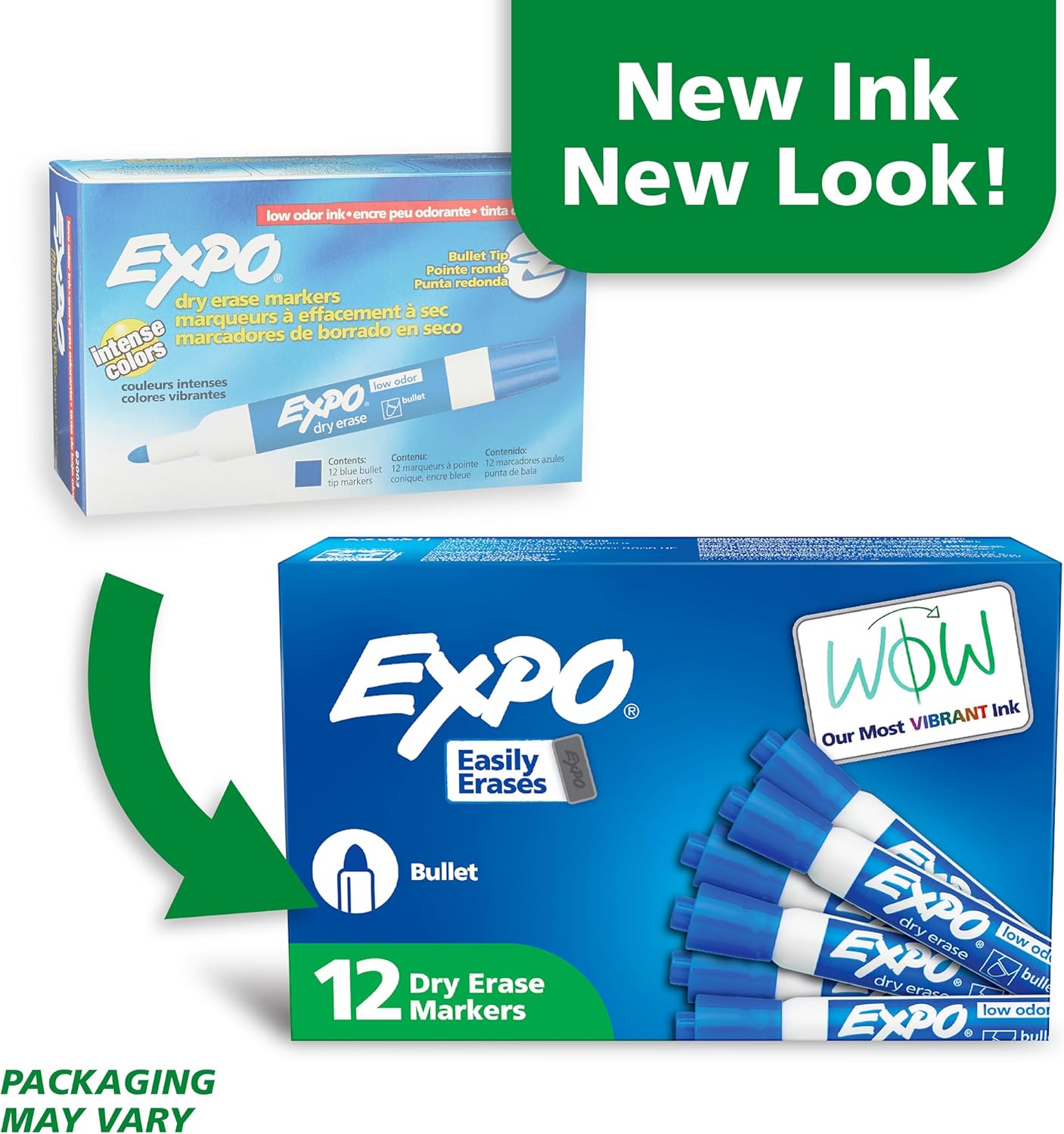 EXPO Dry Erase Markers, Low Odor Ink, Blue, Bullet Tip, 12 Count - Whiteboard, Calendar, Organization, Essential Supplies for Office, School, Classroom, Teachers