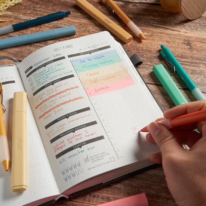 BLIEVE - Aesthetic Highlighters and Gel Pens With Soft Ink and Chisel Tip, Bible Highlighters and Pens No Bleed, Dry Fast Easy to Hold, for Bible Journaling Planner School Supplies (MORANDI)