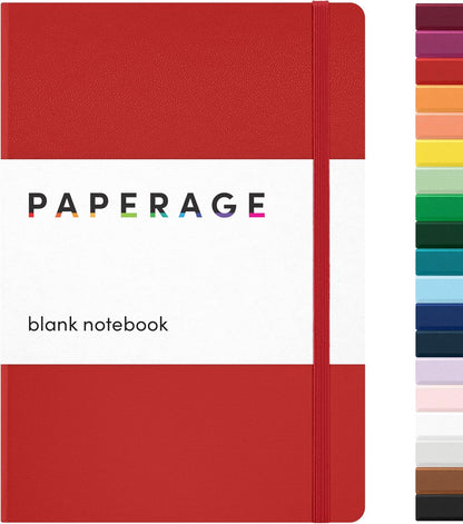 PAPERAGE Lined Journal Notebook, (Black), 160 Pages, Medium 5.6 in x 8 in - 100 GSM Thick Paper – Hardcover Journaling Notebook for Work, School & Note Taking