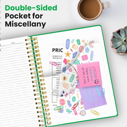 Hardcover Spiral Journal Notebooks for Work With Removable Dividers & Tabs, 8.5"x11" 5 Subject Notebook for Note Taking & Organizer, A4 College Ruled Lined Journal for Women & Writing, Aquamarine, 280 Pages