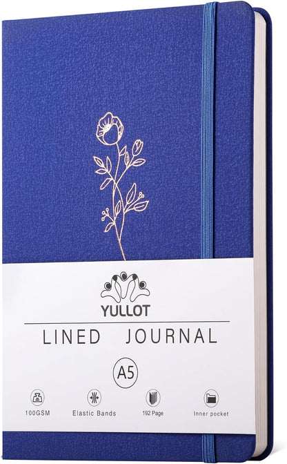 Lined Journal Notebook –A5 PU Leather Hardcover Notebook, 100gsm Thick Bleedproof Paper with Inner Pocket – 192Pages Lined Writing Journal for Students Women Note Taking - Terracotta Orange
