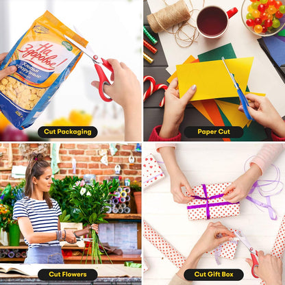Scissors, iBayam 8" All Purpose Scissors Bulk 3-Pack, Ultra Sharp 2.5mm Thick Blade Shears Comfort-Grip for Aesthetic Fun Cute School Office Teacher Desk Crafts and Art Supplies Accessories Essential