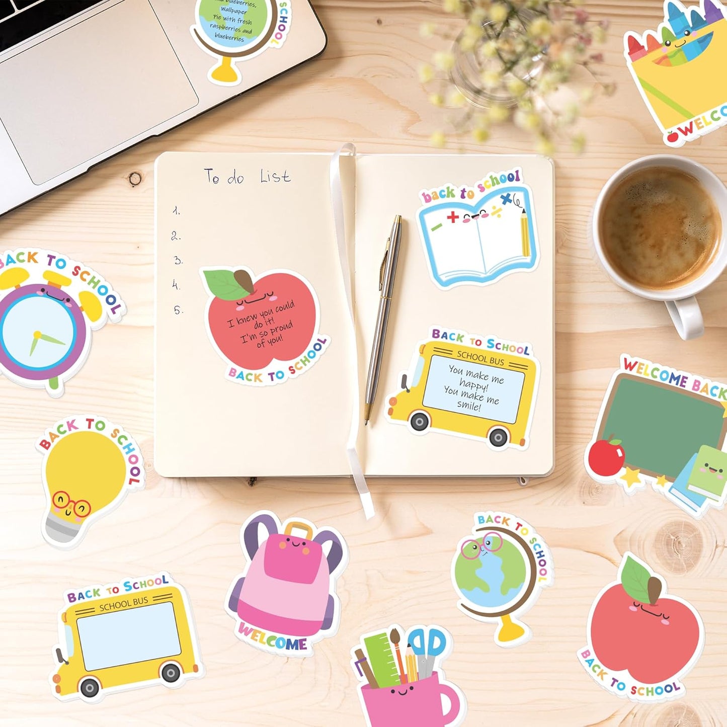 Xqumoi 30 Pack Teacher Sticky Notes - Funny Coffee Cup Self Sticky Notepads Writing Memo Pads for Teacher Appreciation Back to School Office Supplies Coffee Lover Gift Party Favors Goodies Bag Fillers