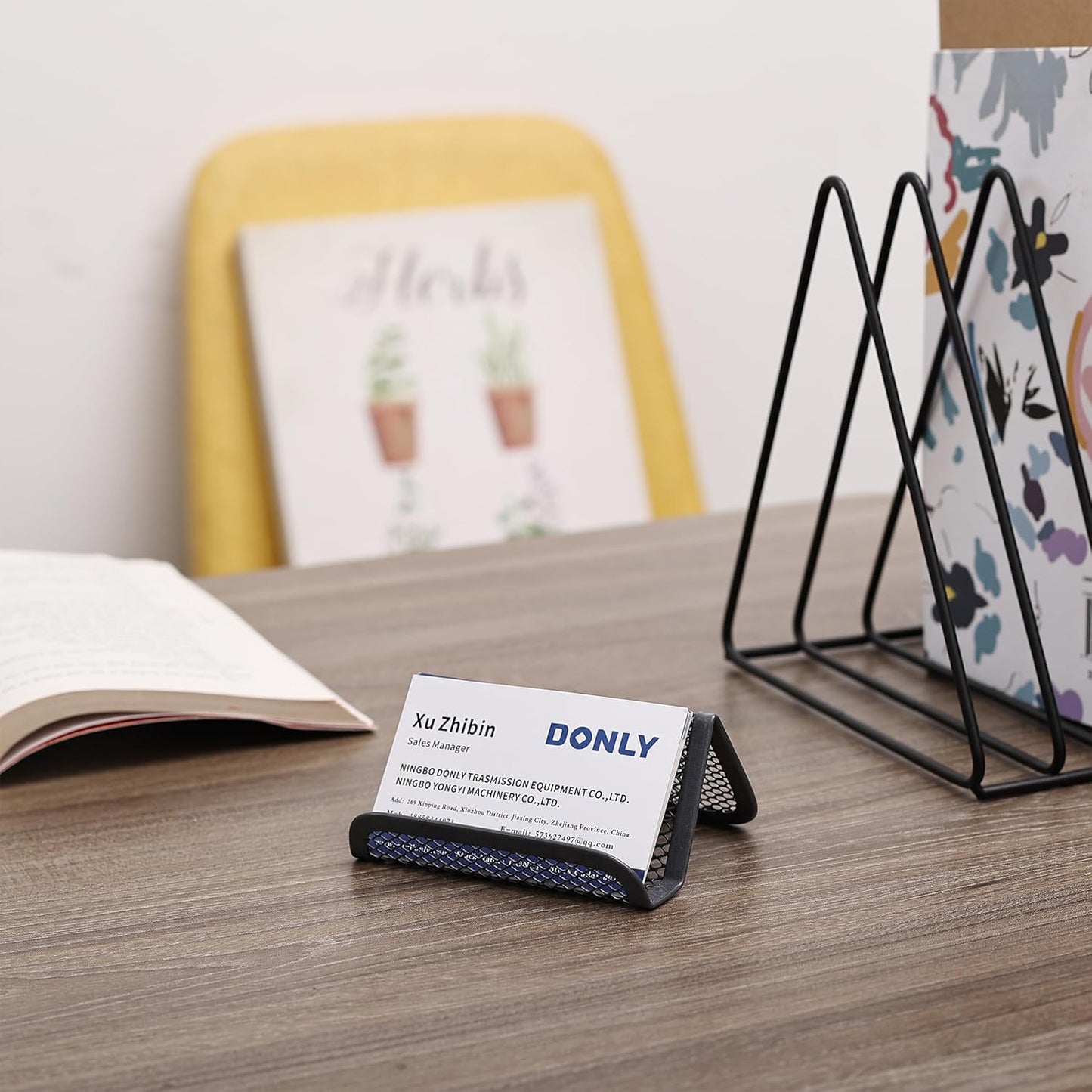 Mr. Pen- Metal Mesh Business Card Holders, 3 Pack, Black, Durable Stainless Steel Card Stand for Desk, Office, and Business Use, Straight, Flat and Smooth Design