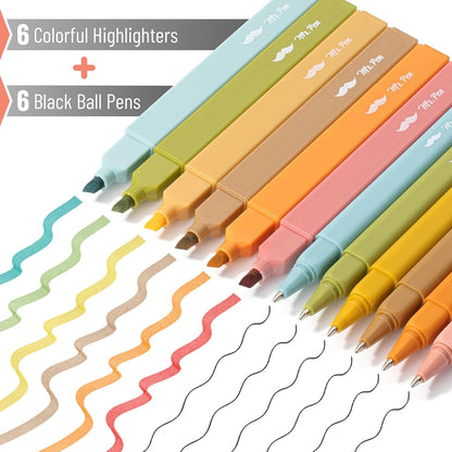 Mr. Pen- Aesthetic Highlighters and Ballpoint Pens No Bleed, 12 Pack, Pastel Colors, Bible Highlighters and Pens No Bleed, Fast Dry and No Smear for Bible Journaling, Planner, School Supplies