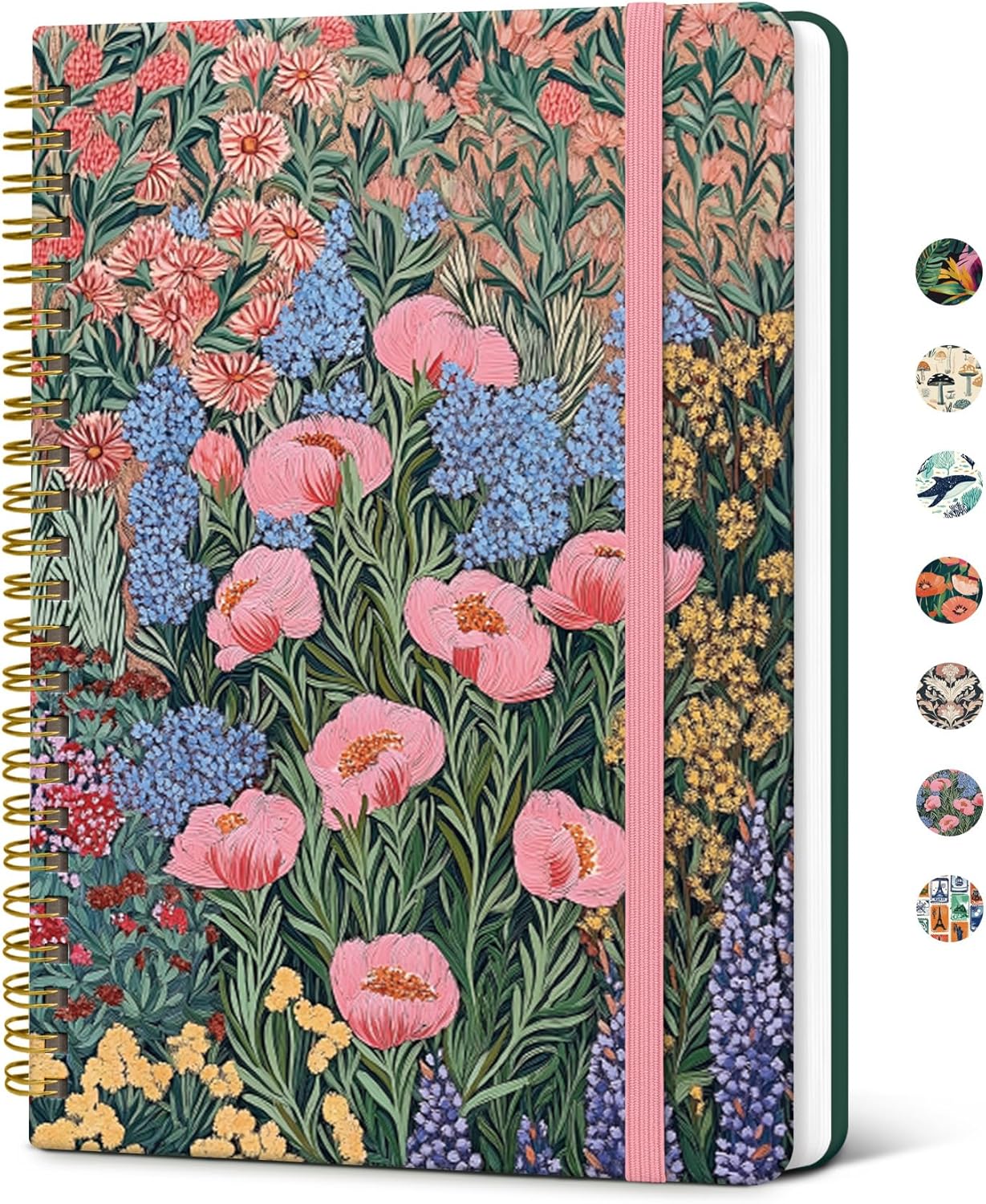 Taja Lined Spiral Journal Notebook for Women, A5 Cute College Ruled Hardcover Notebook for Work & Note Taking, Pretty Journal for Writing, 140 Pages, Flower Garden