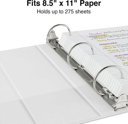 Staples Economy 1-Inch Round Ring Binder, Holds Up to 175 Sheets Each, 12-Pack, White, Lightweight Binders for School & Office