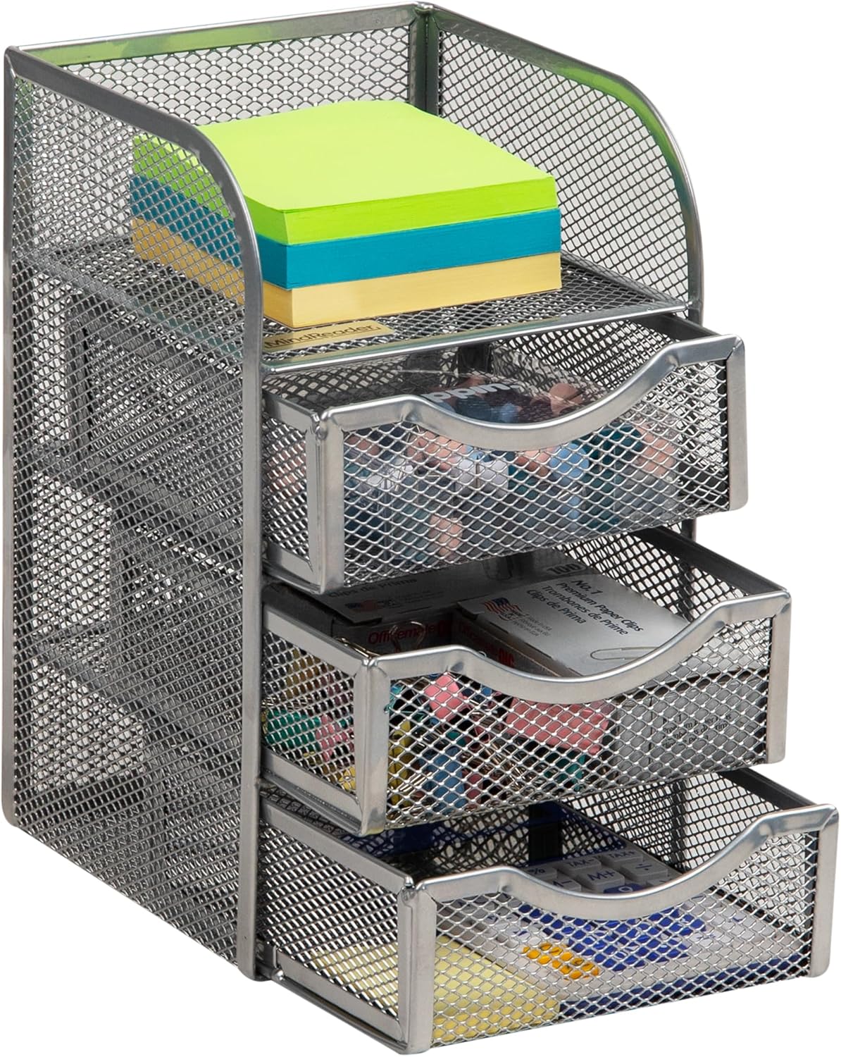 Mind Reader Desktop Accessory Storage, Paper Binder Clip Basket, Workspace, Office, Metal Mesh, 4.75"L x 5"W x 8"H, Black