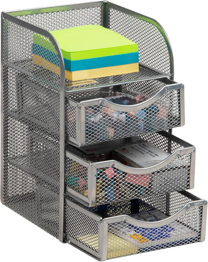 Mind Reader Desktop Accessory Storage, Paper Binder Clip Basket, Workspace, Office, Metal Mesh, 4.75"L x 5"W x 8"H, Black