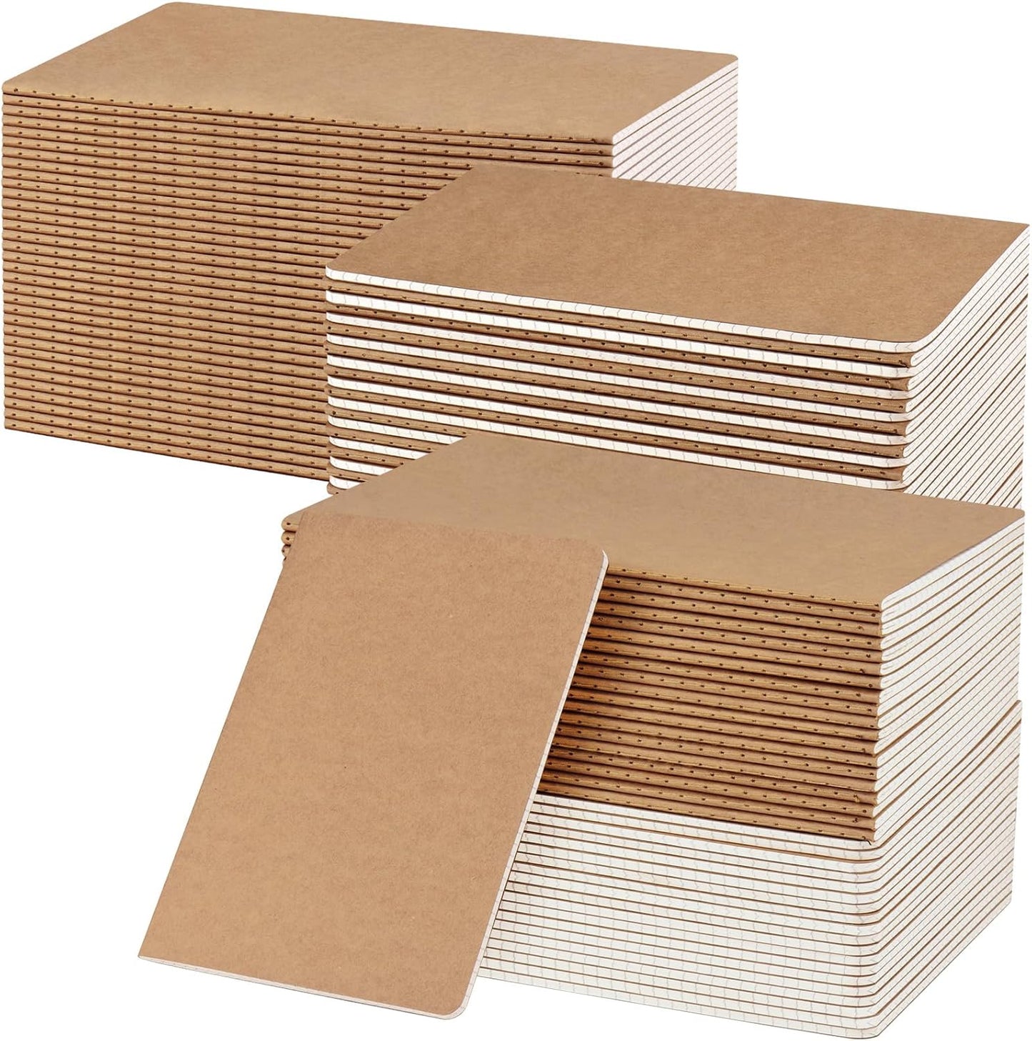 ZCZN 8 Pack A5 Kraft Notebooks Bulk, 8.15x5.5 Inches Graph Paper Journaling Notebooks, Notebooks for Work, Composition Notebooks for School, Journal Notebooks for Office, 60 Pages