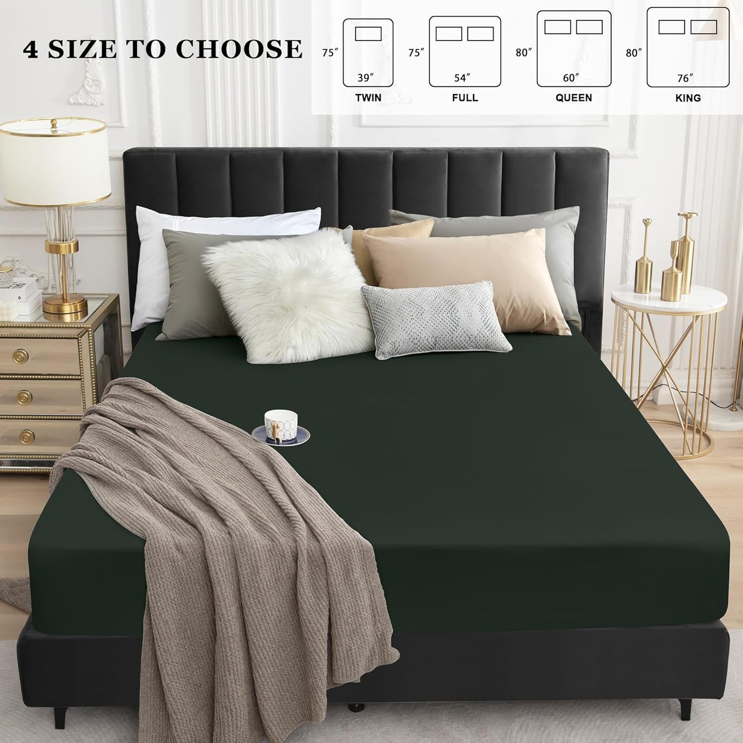 Sufdari Mattress Protector,Waterproof 18" Deep Pocket Mattress Cover Fitted Sheet Style with Elastic Rubber Band,Washable and Easy Care-Black,Queen