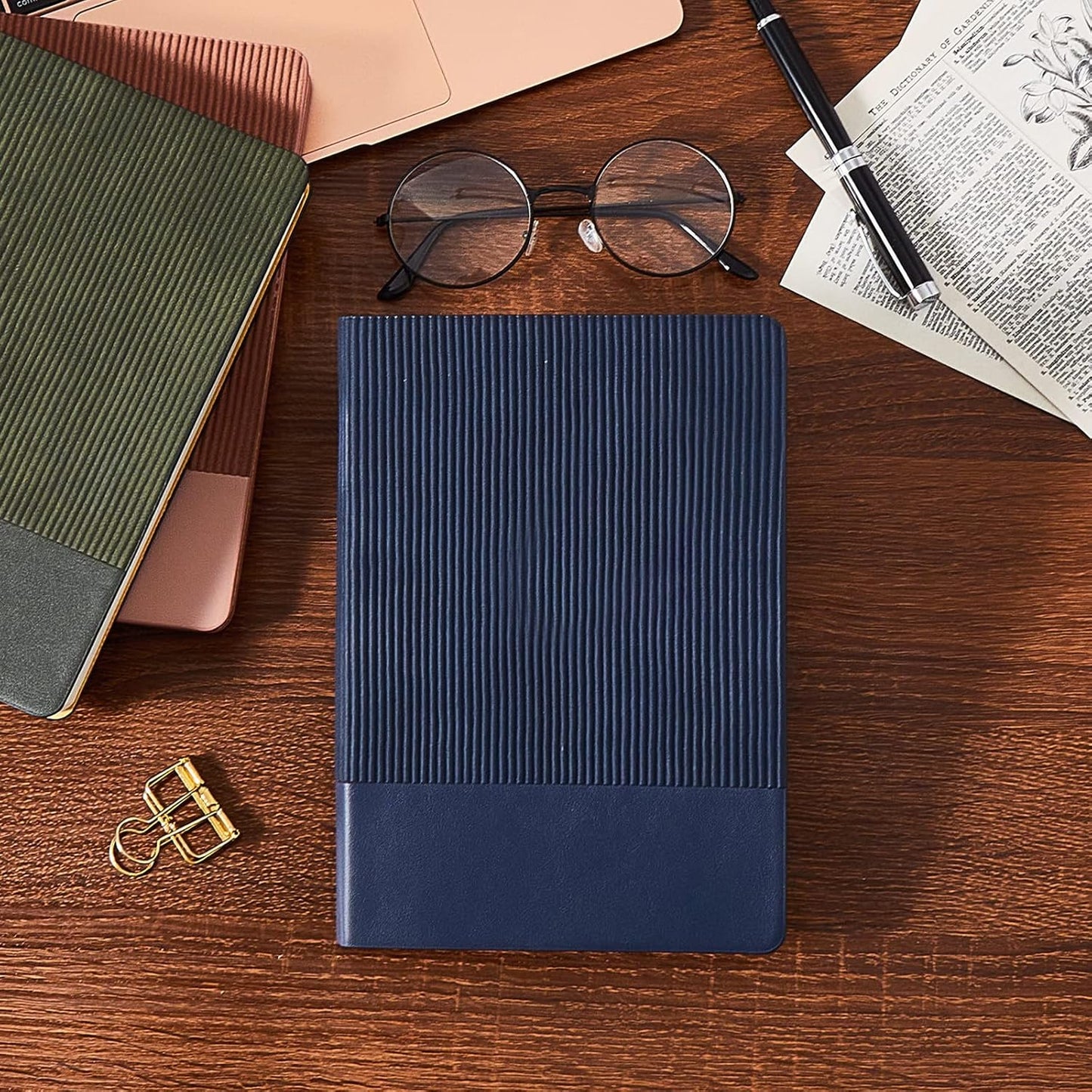 Lined Journal Notebook for Work College Ruled Note Book 5.79"x8.27"A5 PU Leather Daily Journaling 216 Pages for Women Men Writing Home School Supplies Business (Dark Green)