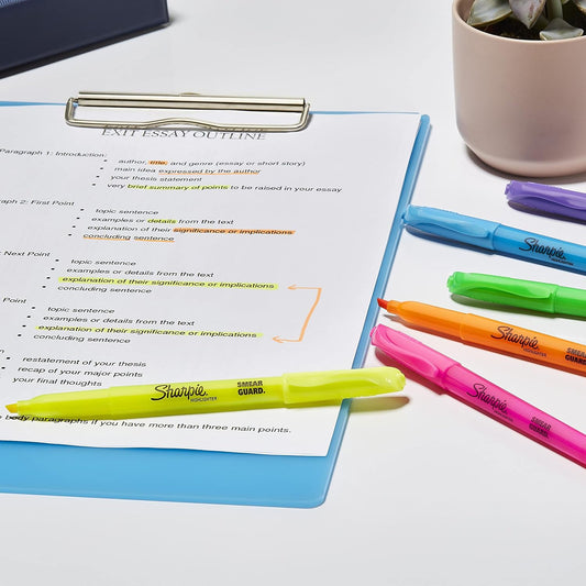 Sharpie Pocket Highlighters, Chisel Tip, Assorted Colors, 24 Count - Back to School, Office, Teacher Supplies