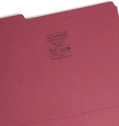 Smead Interior File Folder, 1/3-Cut Tab, Letter Size, Aqua, 100 per Box, Expandable File Folders for Filing Cabinet