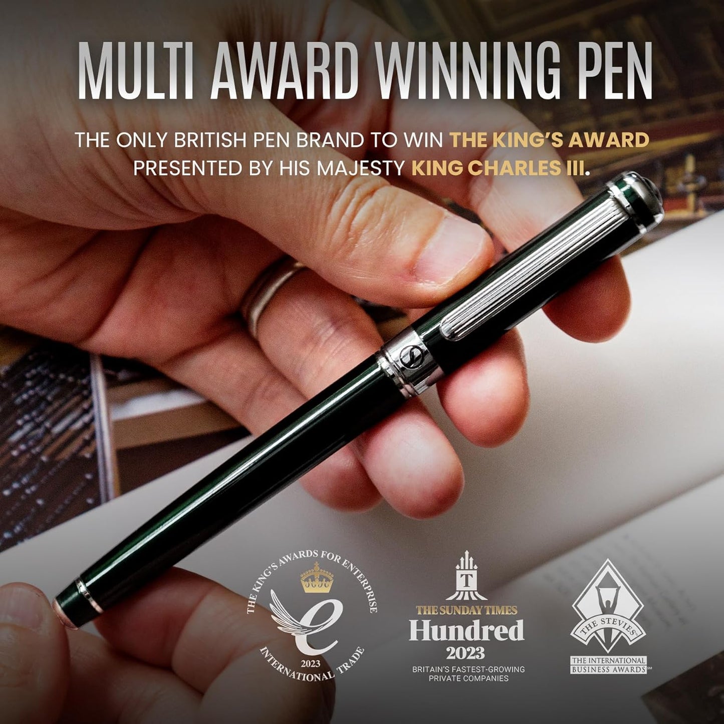 Scriveiner Midnight Blue Rollerball Pen - Stunning Blue Lacquer Luxury Pen, Chrome Finish, Schmidt Ink Refills, Men & Women, Professional, Executive Office, Nice Pen