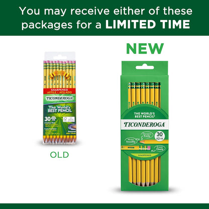 Ticonderoga Wood-Cased Pencils, Pre-Sharpened, 2 HB Soft, Yellow, 72 Count