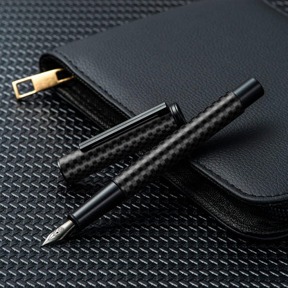 Hongdian Matte Black Forest Rollerball Pen with Schmidt Black Ink Refill, Classic Design with Metal Case for Business Signature