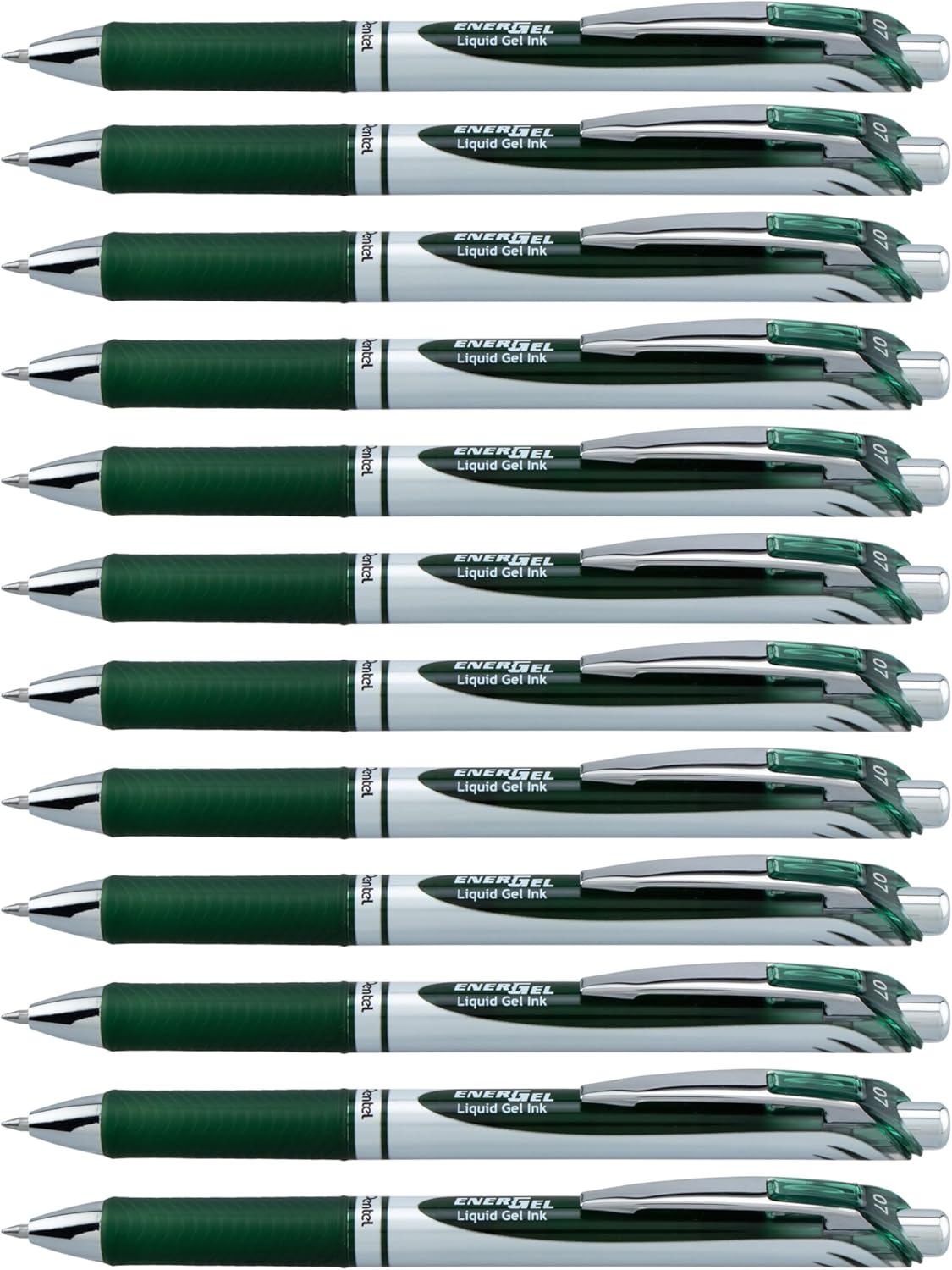 Pentel EnerGel RTX Retractable Liquid Gel Pen, (0.7mm) Medium Line, Metal Tip, Black Ink, Box of 12 (BL77-A)