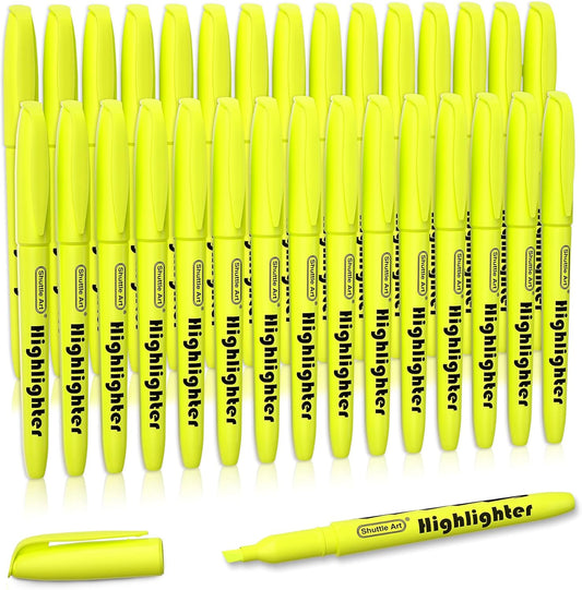 Shuttle Art Yellow Highlighters, 30 Pack Highlighters Bright Colors, Chisel Tip Dry-Quickly Non-Toxic Highlighter markers for Adults Students Highlighting in Home School Office