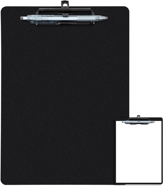 FRETONBA Clipboard with Pen Holder, 2 Pack Plastic Clipboard with Low Profile Metal Clip, Hanging Clip Boards Holds 8.5x11 Inch Papers, Standard A4 Letter Size Clip Boards for Offices & School, Green