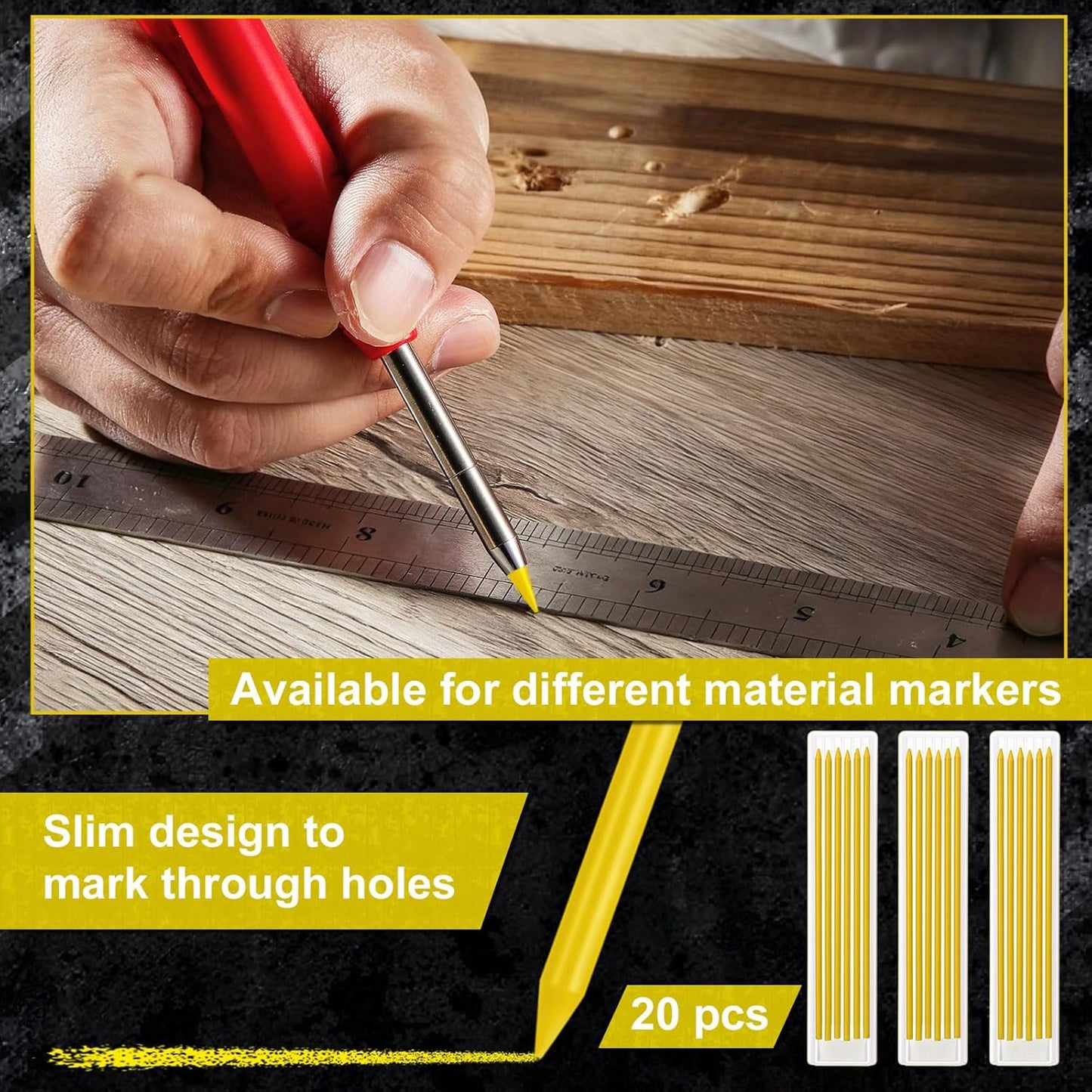 Zhehao 120 Pieces 2.8 mm Carpenter Pencils Lead Refills HB Refill for Construction Pencils Refills Mechanical for Writing Drawing Drafting Woodworking Construction(Black)