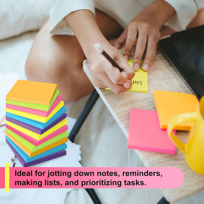 OHOME Sticky Notes - 12 Pads, 3”x3” - Colorful Self-Stick Post Notes Bulk - Office Desk Accessories | Teacher Classroom Must Haves,Aesthetic School Supplies for Home,Back to School Essential