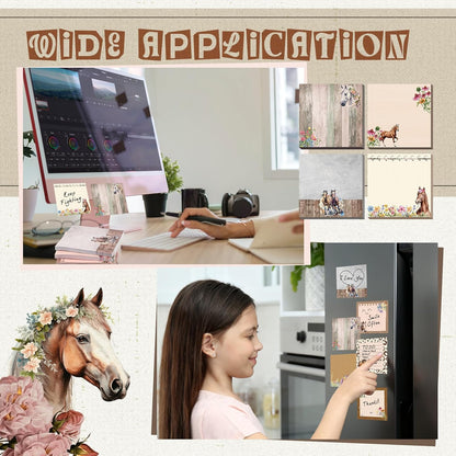 9 Pads Wildflower Sticky Notes 3x3 Inch Cute Self Stick Notepads Notes Adhesive Memo Pad Office Decor Gifts for Students School Teacher Meeting Office Supplies