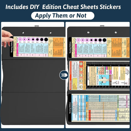 Nursing Clipboard Foldable Clipboard Medical: Edition Cheat Sheets Aluminum 3 Layers Foldable Clipboards Nursing Pocket Size Profile Clip Nurse Clipboards Notepad for Nurses Students and Doctors