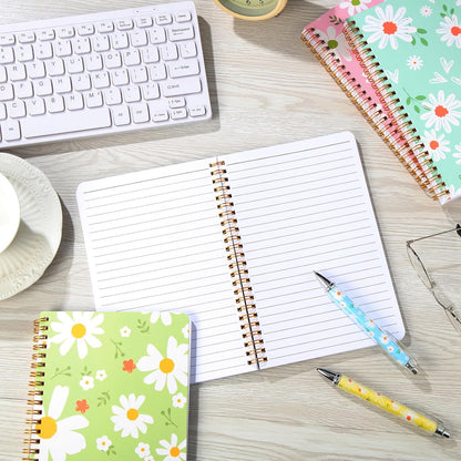 Resurhang 6 Pack A5 Composition Notebook Marble Spiral Notebooks Preppy Cute Aesthetic Hardcover Ruled Composition Books with Ballpoint Pens for School Day Classroom Prize, 5.8 x 8.3 Inch