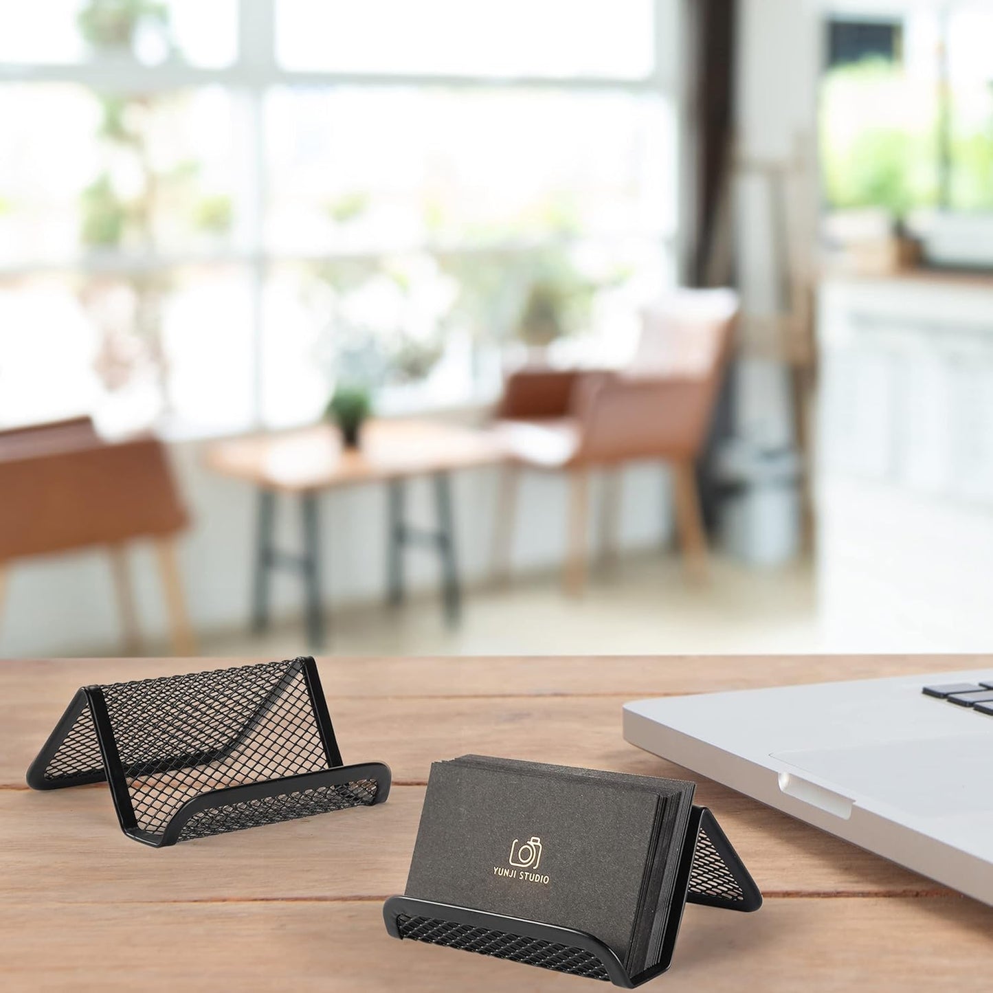 Mr. Pen- Metal Mesh Business Card Holders, 3 Pack, Black, Durable Stainless Steel Card Stand for Desk, Office, and Business Use, Straight, Flat and Smooth Design