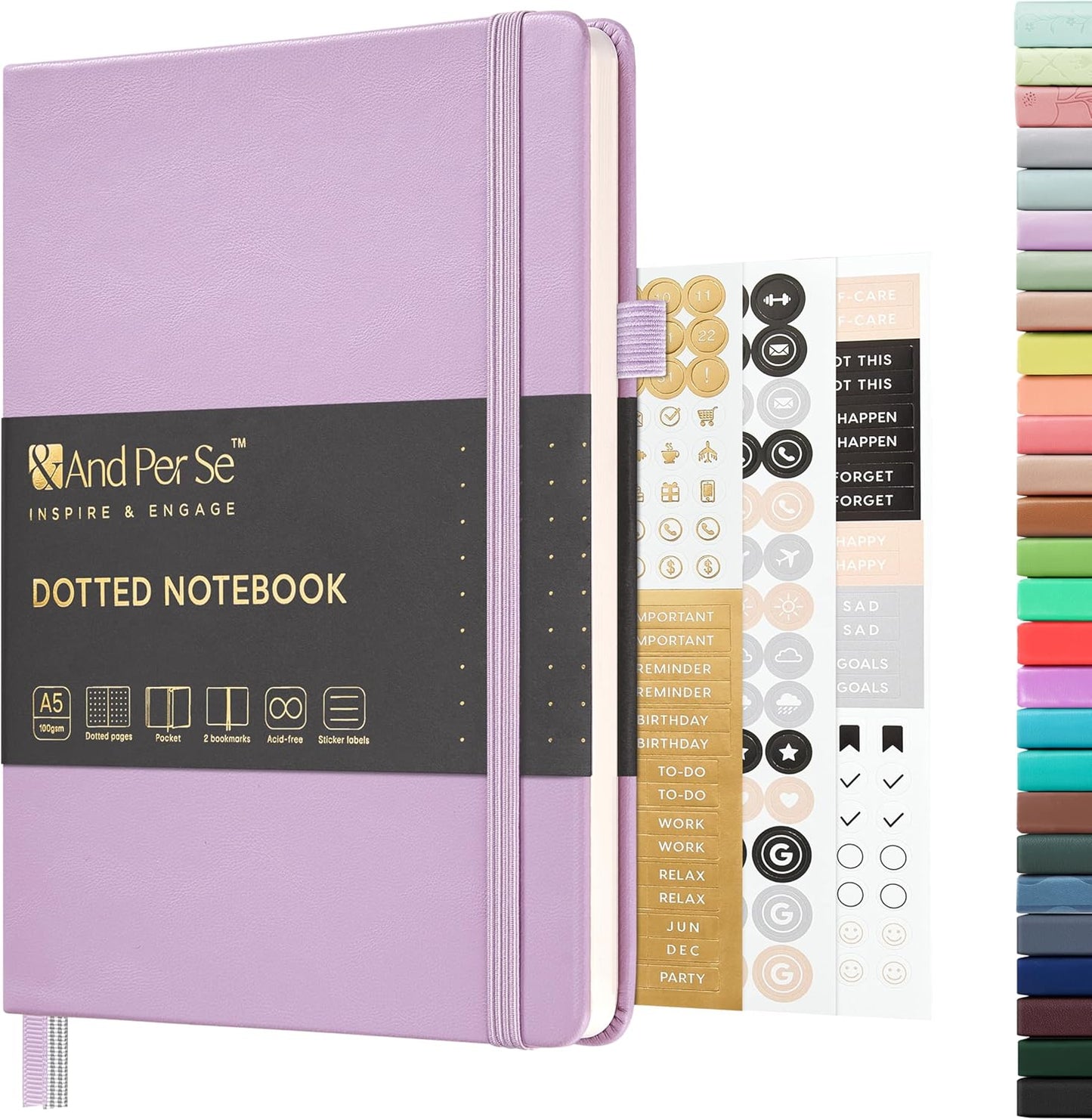 &And Per Se Lined Journal Notebook, 160 Pages, A5 5.7 x 8 inches College Ruled Thick Paper Notebook Journals for Writing, Hardcover Notebooks for Women Men Office School (1 Pack, Green) - Colors A