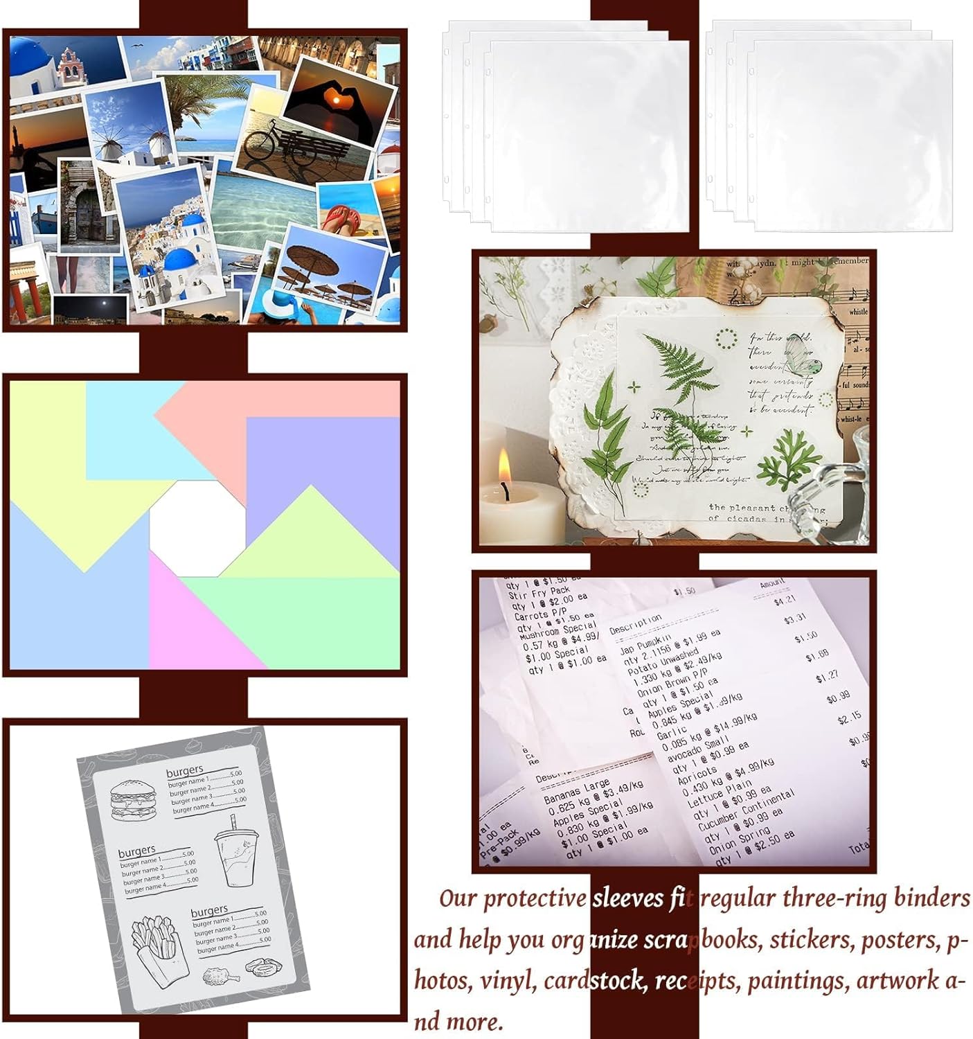 Vmiapxo 100 Pack Scrapbook Refill Pages 12x12 Inch, Clear Page Protectors Fit 3 Ring Scrapbooking Binder & 12 x 12 Photo Album, Heavyweight Plastic Protective Sleeves, Sheet Protectors