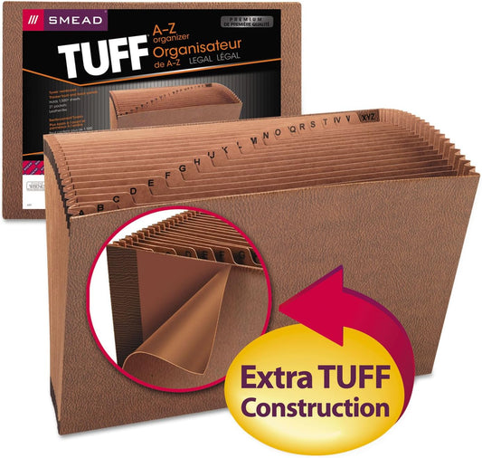 Smead TUFF Expanding File, Alphabetic (A-Z), 21 Pockets, Legal Size, Redrope-Printed Stock (70430)