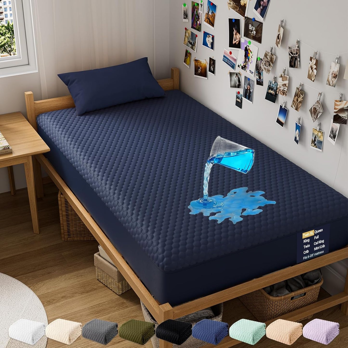 OhGeni 100% Waterproof Queen Size Mattress Protector,Soft Mattress Pad, Cooling Breathable Fitted Sheets,Washable Bed Cover,Non-Slip Deep Pocket,Noiseless for Bedroom
