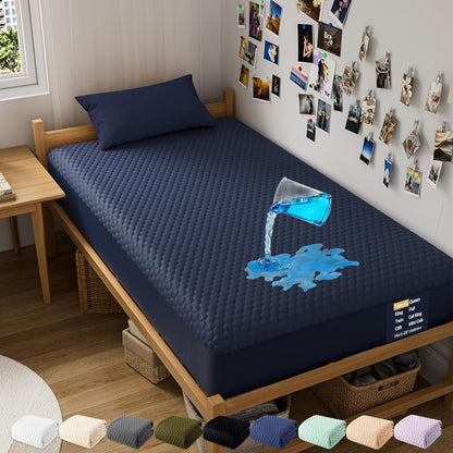 OhGeni 100% Waterproof Queen Size Mattress Protector,Soft Mattress Pad, Cooling Breathable Fitted Sheets,Washable Bed Cover,Non-Slip Deep Pocket,Noiseless for Bedroom