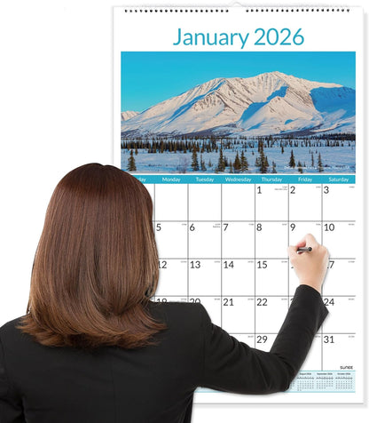 SUNEE 2026 Wall Calendar Large 22.75"x15.5", 21 Month Calendar (Ends December 2027), Vertical Extra Large, Seasons Color