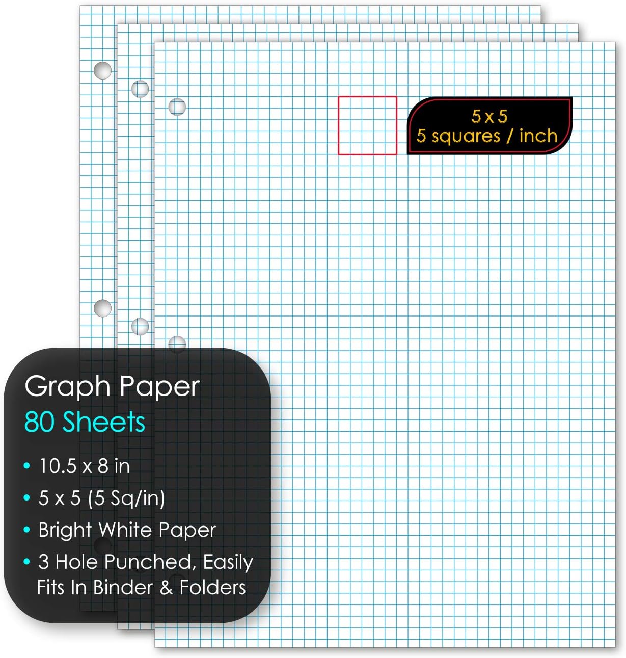 iScholar Quad Filler Paper, 4 Squares per Inch, 10.5 x 8 Inches, 80 Sheets (24844) White
