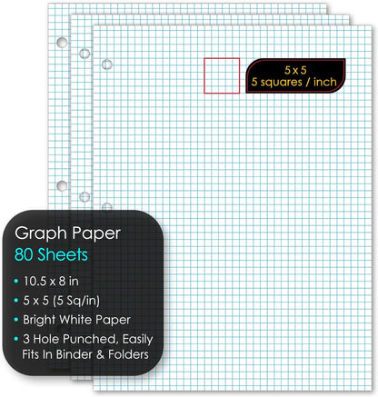 iScholar Quad Filler Paper, 4 Squares per Inch, 10.5 x 8 Inches, 80 Sheets (24844) White