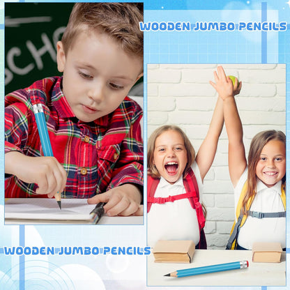 2 Pcs 13 inch Wooden Jumbo Pencils for Prop Giant Big Novelty Wood Pencil with Eraser for Fun Decor, School Projects, Party Favors, and Unique Gifts (Green)