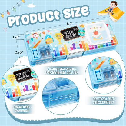 Henoyso Multifunctional Pencil Box for Girls Butterfly Pencil Case with Calculator and Sharpener Cool Cute Pencilcase School Supplies Essentials Christmas Birthday Gift Present for Kids Teens